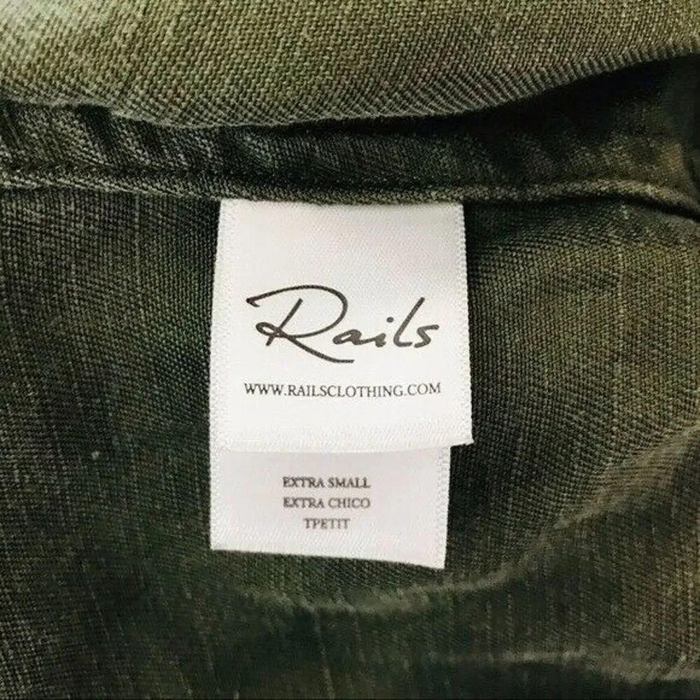 Rails Collins Jacket Linen Green Moto Utility Leopard Print Anthropologie , XS - Picture 6 of 7